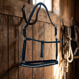 Harnais de cheval réglable en cuir noir avec décorations en cristal, rembourrage doux, accessoire équestre personnalisable - J B EXPORT - Product Image 3