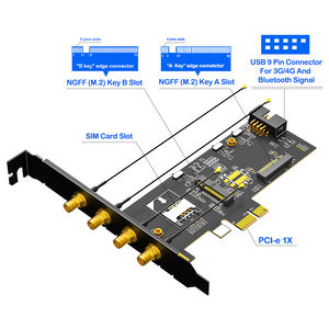 بطاقة توسعة PCIe X1 إلى <span class=keywords><strong>M</strong></span>.<span class=keywords><strong>2</strong></span> (مفتاح A ومفتاح B) مع فتحة SIM وهوائي خارجي، محول واي فاي 3G/4G لأجهزة الكمبيوتر المكتبية، مصنوعة من مادة PCB، متوفرة في المخزون - Product Image 2