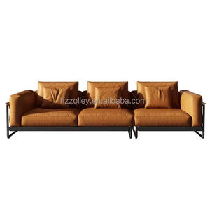 <strong>Italy</strong> Style 100% Genuine Brown <strong>Leather</strong> Three Seat Sofa Set for Living Room Genuine <strong>Leather</strong> Chairs - Product Image 2