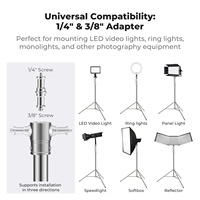 K&F Concept Lot de 2 supports d'éclairage portables en acier inoxydable robustes avec amortisseur à ressort de 110,2 pouces et vis de 1/4 et 3/8 de pouce