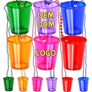 Custom Personalized logo <b>Creative</b> Bead Chain Cups Shot Glasses on Beaded Necklace Game Props Halloween Birthday Party Supplies - Product Image 1