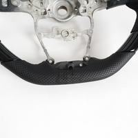 Volant en cuir perforé noir brillant, sport premium, fond plat, adhérence améliorée, remplacement pour la plupart des modèles, luxe