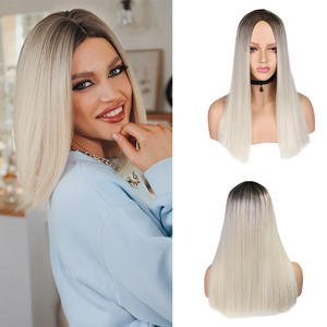 Peluca de pelo sintético recto de longitud media europea americana de 18 pulgadas, gran oferta transparente para <span class=keywords><strong>Amazon</strong></span> Light Blonde Gradient Limited - Product Image 1
