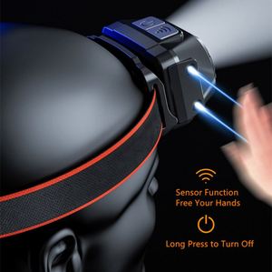 Linterna frontal LED CITICITY recargable de iones de litio, 8 modos, para adultos/niños, resistente al agua IP33, blanca/roja, 200 lúmenes, para la frente - Product Image 3