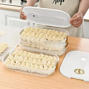 Organisateur de wontons réutilisable avec poignée, boîte à raviolis portable en plastique, étui de conservation pour pains vapeur au réfrigérateur - Product Image 3