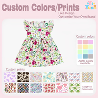 Robe trapèze à fleurs sauvages pour petites filles, imprimé floral coloré sur toute la surface, manches volantées, boutons au dos, robe quotidienne ou de fête pour enfants