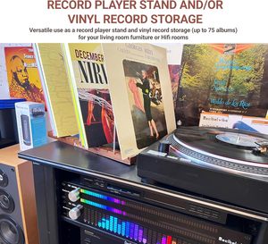 Support de rangement <span class=keywords><strong>pour</strong></span> disques vinyles Decibelvibe, design détachable, acier inoxydable, bois de noyer massif, affichage premium « En cours de lecture » <span class=keywords><strong>pour</strong></span> 75 disques - Product Image 5