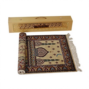Tapis de prière en laine et soie noué à la main ZYN AH, motif médaillon, antidérapant, rectangulaire, style musulman, pour extérieur - Product Image 1