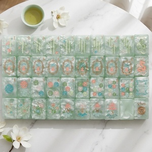 Juego de Mahjong Americano con Diseño Personalizado en Acrílico, Color Azul Claro con Madreperla, para Entretenimiento de Adultos, Juego de Casino - Product Image 1
