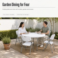 Ensemble table et chaises pliantes rondes directement de l'usine, table pliante en plastique de 1,2 m et 8 chaises pour la location d'événements, vente en gros