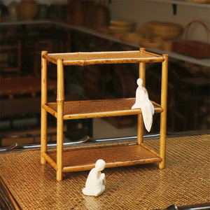 Meilu Bamboo Tea Rack Double Layer Retro Desk Storage For Tea Sets Eco Friendly Bamboo Material - Product Image 2