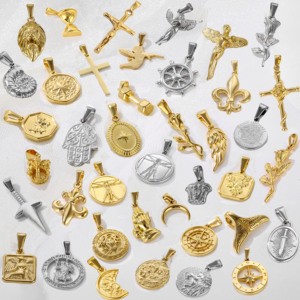 올리비아 18K 금 예수 십자가 장신구 스테인리스 스틸 기독교 금 십자가 펜던트 남성용 목걸이 - Product Image 5