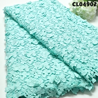 Tissu en dentelle florale 3D coréenne en maille, tissu en dentelle guipure haute qualité avec broderie florale en strass et cristaux, 5 yards pour mariage