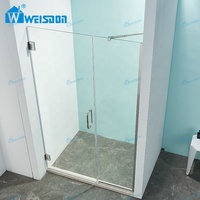 Porte de douche à charnières en aluminium Weisdon, sans cadre, en verre trempé, paroi de douche droite