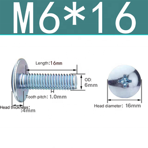 Tornillo de máquina M6 Phillips de acero al carbono cincado, cabeza alomada, rosca estándar, paso de 1 mm, longitud de 30 mm para fijación industrial - Product Image 3