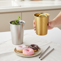 Mug à bière en acier inoxydable monocouche 304 de 500 ml/600 ml pour café, bière, camping - Design classique de tasse droite, résistant aux bris