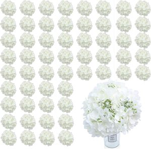 Flores de seda artificiales al por mayor, hortensias blancas individuales - Product Image 1