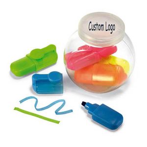 Stylo surligneur Kawaii pour enfants, 5 couleurs, pot d'écriture en plastique, mini marqueur surligneur mignon, ensemble de stylos surligneurs, fournitures scolaires et de papeterie - Product Image 1