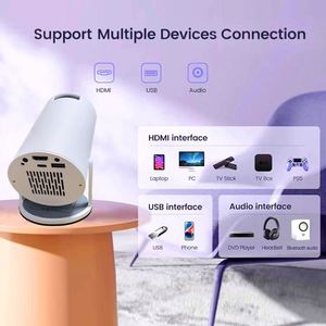 Mini Proyector Portátil LED con USB, 720P, Control Remoto, Proyector de Películas para Interiores/Exteriores HY300Mini/Blanco - Product Image 2