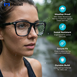 Miccell 軽量TR90フレームAIスマートグラス、IP65防水、オープンイヤーオーディオ搭載、ビジネス、アウトドアスポーツ向け - Product Image 1