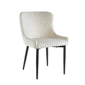 2023 moderno europeo blanco terciopelo Lino tela Metal pierna comedor silla para restaurante sala de estar