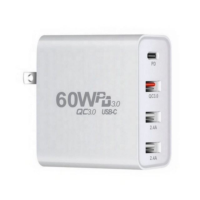 PD 60W 4 USB Phone Wall Charger 4 Port USB QC3.0 Power Charger Adapter 60W EU/UK/US Standard Plugs Travel Charger