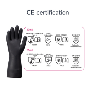 قفازات عمل مقاومة للمواد الكيميائية من النيوبرين، قفازات واقية سوداء مخصصة من النيوبرين - Product Image 3