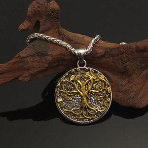 Collana con Ciondolo Albero della Vita Vichingo Norreno Vintage WZU125, Amuleto Runico Yggdrasil, Gioielli Mitologia Nordica <span class=keywords><strong>per</strong></span> Uomini <span class=keywords><strong>e</strong></span> Donne, Regalo - Product Image 4