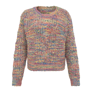 Suéter de punto grueso con confeti arcoíris para <span class=keywords><strong>mujer</strong></span>, cuello redondo, mezcla de hilos, jersey de punto, suéter grueso de manga larga, cachemira para <span class=keywords><strong>mujer</strong></span> - Product Image 1