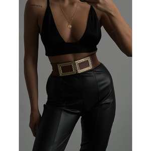 Ceinture élastique pour femme Y2K avec boucle en alliage d'or, ceintures métalliques pour tenues tendance - Product Image 1