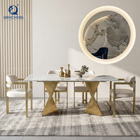 QIANCHENG Ensemble de table à manger de luxe en céramique pour salle à manger, table à manger rectangulaire en marbre de style européen
