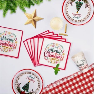 DAMAI Fournitures de fête de Noël et de fin d'année, ensemble de vaisselle pour fête d'anniversaire, décorations de table, cadeaux pour filles, garçons, enfants, pour 24 personnes - Product Image 3