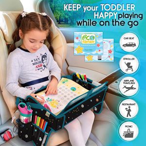 Échantillon gratuit : Plateau de sécurité pour siège auto enfant, essentiel pour les voyages en voiture, pour calmer et divertir les enfants, avec sac de rangement intégré - Product Image 2