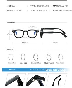 2516 Gafas de Lectura con Marco Completo y Protección Anti-Luz Azul, Estilo Europeo Americano, para Hombre, Diseño Cuadrado con Estampado, Moda Japonesa Coreana - Product Image 6
