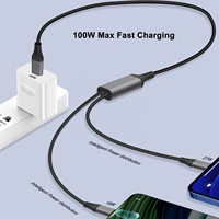 Kabel Pengisian Daya USB C ke 2 USB C 100W dengan Cangkang Logam untuk Mengisi Dua Perangkat, Distribusi Daya Cerdas