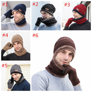 N822 Ensemble personnalisé de 3 pièces : <span class=keywords><strong>bonnet</strong></span> épais, écharpe et gants en acrylique, chauds pour l'hiver, pour hommes et femmes - Product Image 5