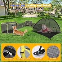 Enclos pour chat en nylon moderne 5 en 1, tente extérieure avec tunnel et maison, parc portable pour chats, chiots et petits animaux