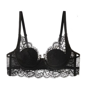 Conjunto de lencería de encaje negro para mujer, sujetador con aros y push-up, copa completa, tirantes ajustables, talla grande, conjunto de sujetador sexy para mujer - Product Image 3