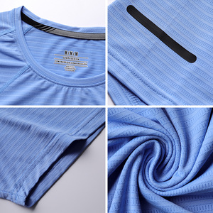 Phòng Tập Thể Dục Thể Thao Người Đàn Ông Của T-Shirt Băng Mát Khô 85% Nylon 15% Spandex Vải Đào Tạo Tập Thể Dục Phòng Tập Thể Dục Thể Thao Cơ Bản T-Shirt Cho Nam Giới Thể Thao Thể Thao - Product Image 5