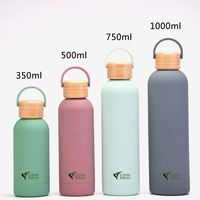 Grosir botol air Stainless Steel 500ml termos termal terisolasi vakum dinding ganda ramah lingkungan Logo kustom dengan tutup bambu