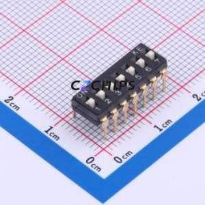 DSIC07LHGET DIP Switch Switch Flat Toggle, Raised Type Single Pole Single Throw 7 PC Pin - Product Image 1