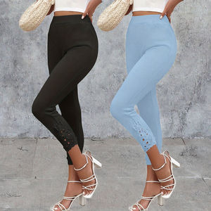 Vente directe usine – Nouvelle collection printemps : Legging de sport et yoga taille haute, coupe slim, tricoté, ourlet dentelle, respirant et antibactérien - Product Image 3