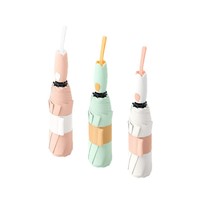 Parapluie pare-soleil à manche tulipe en colle colorée à 3 plis pour femmes, pliable simple, double usage