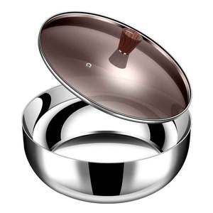 Bol à pétrir en acier inoxydable 304 avec couvercle, bol de cuisson et de pâtisserie, bassin de levage de pâte domestique, couleur argent - Product Image 1