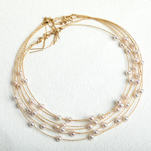 Meilleur FashionCollier de perles en or massif 18 carats Collier de perles d'eau de mer 4A <span class=keywords><strong>Akoya</strong></span> Collier de gypsophile en or brillant Bijoux pour femmes - Product Image 1