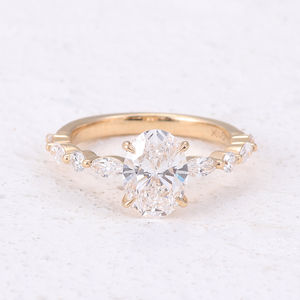 1 Carat Oval DEF/VVS <b>Lab</b> Diamond With Round Diamond 10k Yellow Gold Ladies Wedding Band Christmas Eve Christmas Anniversary Gift - Product Image 4