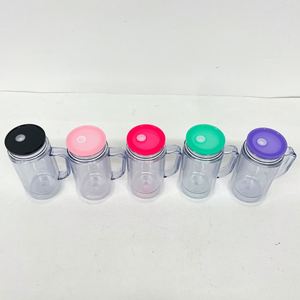 12oz 16oz Double Wall Snow Globe Glitter Plastic Acrylic <b>Cup</b> Iced Coffee Mug Tumbler with Predrilled Hole Handle - Product Image 4