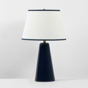 White Shade Black Trim Plug in Modern Table Lamp Fabric Table Lamp Shade Black Table Lamps for Hotel Bedroom Decor - Product Image 1