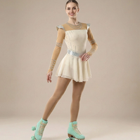 Justaucorps de gymnastique rythmique hautement élastique pour femmes et enfants, robe de performance de patinage artistique avec ornements en strass dorés et argentés