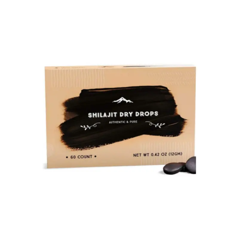 Shilajit khô giọt 120 đếm giàu naturall Fulvic axit gốc Siberian shilajit khoáng chất dấu vết phức tạp hỗ trợ OEM